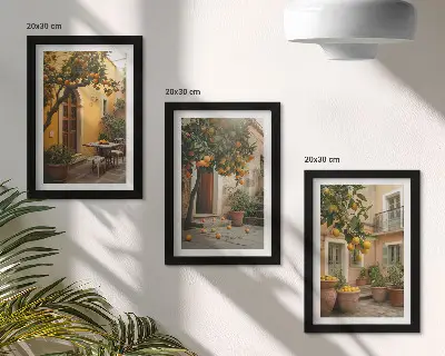 Bilderwand Garten mit Zitrusbäumen in sonniger Lage