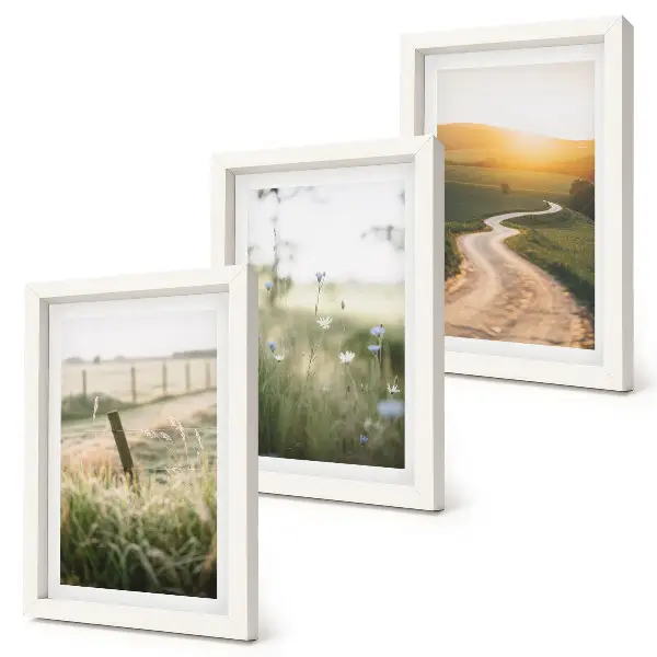 Bilderwand mit Motiv Landschaft, Wiese, Straße und Sonnenuntergang