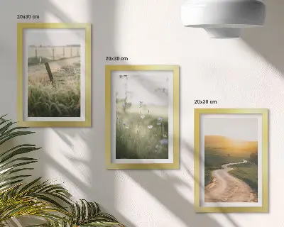 Bilderwand mit Motiv Landschaft, Wiese, Straße und Sonnenuntergang