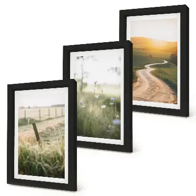 Bilderwand mit Motiv Landschaft, Wiese, Straße und Sonnenuntergang