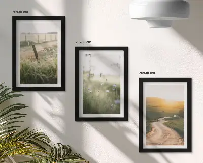 Bilderwand mit Motiv Landschaft, Wiese, Straße und Sonnenuntergang