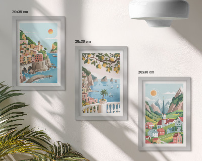 Bilderwand Malerische Landschaften mit Meer und Zitrusfrüchten