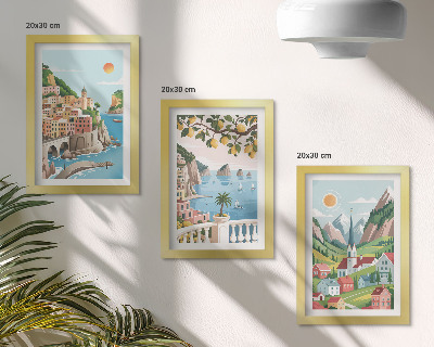 Bilderwand Malerische Landschaften mit Meer und Zitrusfrüchten