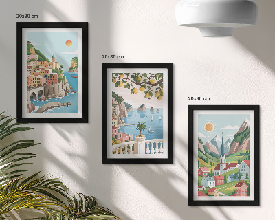 Bilderwand Malerische Landschaften mit Meer und Zitrusfrüchten