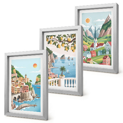 Bilderwand Malerische Landschaften mit Meer und Zitrusfrüchten