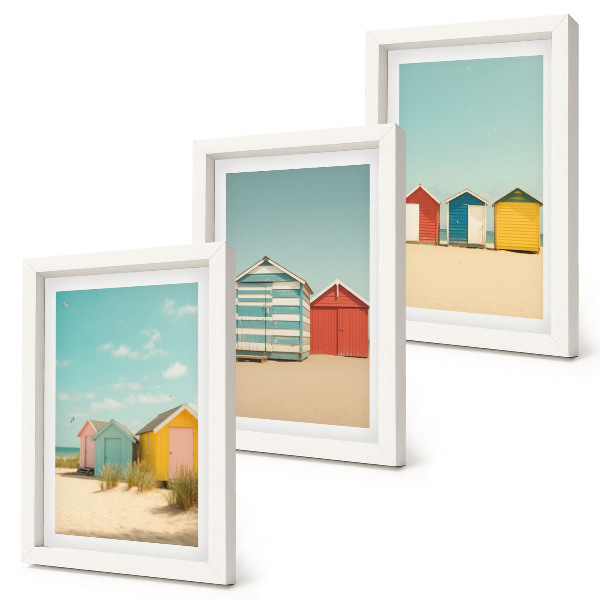 Bilderwand Bunte Strandhäuser an einem sonnigen Tag