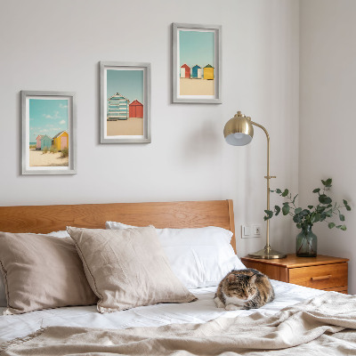 Bilderwand Bunte Strandhäuser an einem sonnigen Tag