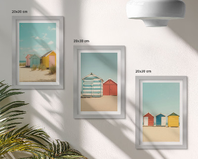 Bilderwand Bunte Strandhäuser an einem sonnigen Tag