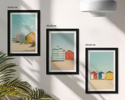 Bilderwand Bunte Strandhäuser an einem sonnigen Tag