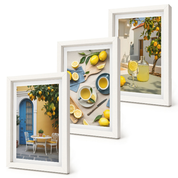 Bilderwand Zitronenlimonade, blaue Türen, Sommeraussichten