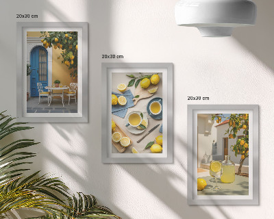 Bilderwand Zitronenlimonade, blaue Türen, Sommeraussichten