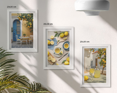 Bilderwand Zitronenlimonade, blaue Türen, Sommeraussichten
