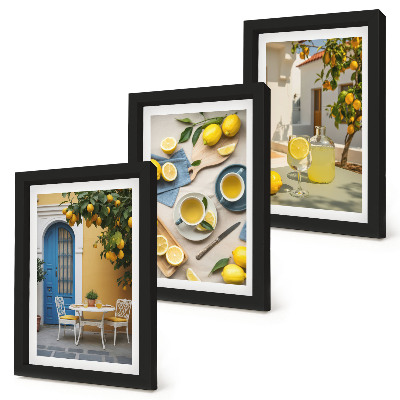 Bilderwand Zitronenlimonade, blaue Türen, Sommeraussichten