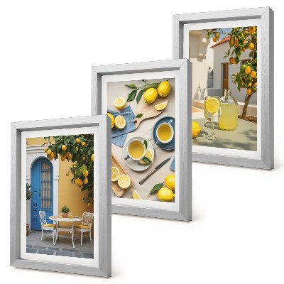 Bilderwand Zitronenlimonade, blaue Türen, Sommeraussichten