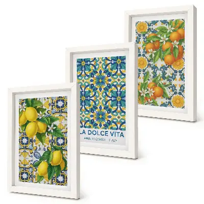 Fotowand mit Zitronenblüten und Orangen im italienischen Stil
