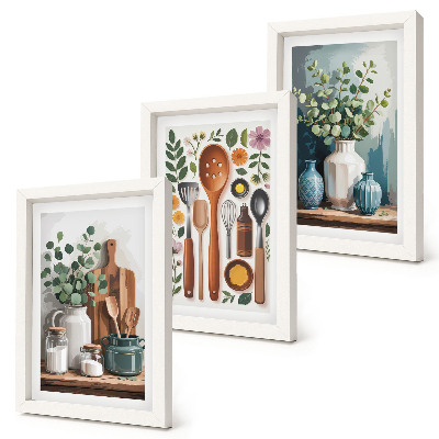 Fotowand Küchenaccessoires mit Pflanzen im modernen Stil