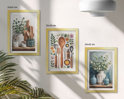 Fotowand Küchenaccessoires mit Pflanzen im modernen Stil