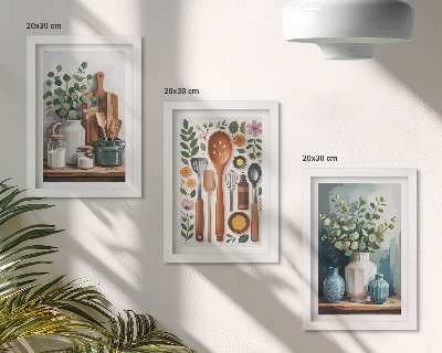 Fotowand Küchenaccessoires mit Pflanzen im modernen Stil