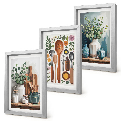 Fotowand Küchenaccessoires mit Pflanzen im modernen Stil