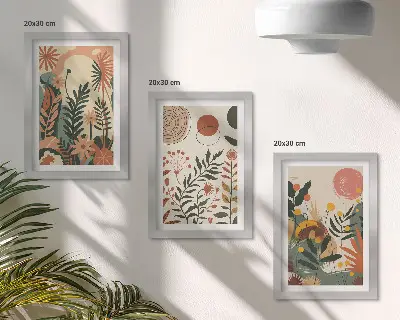 Fotowand mit Vintage-Pflanzenmuster in Pastelltönen