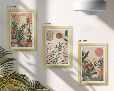 Fotowand mit Vintage-Pflanzenmuster in Pastelltönen