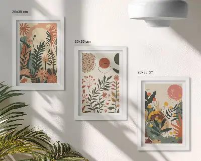 Fotowand mit Vintage-Pflanzenmuster in Pastelltönen