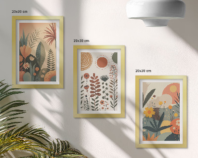 Bilderwand Boho-Pflanzenmuster in warmen Farbtönen mit natürlichem Flair
