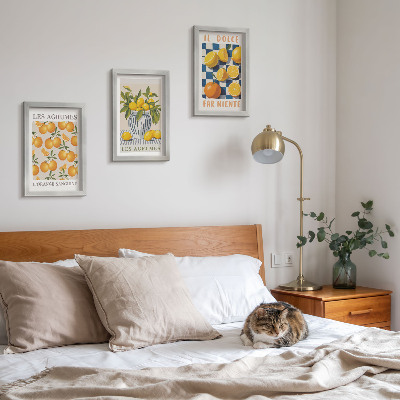 Bilderwand Retro-Zitrusfrüchte mit gelben Akzenten