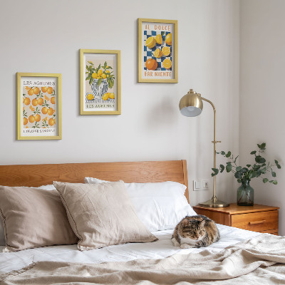 Bilderwand Retro-Zitrusfrüchte mit gelben Akzenten