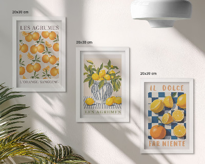Bilderwand Retro-Zitrusfrüchte mit gelben Akzenten