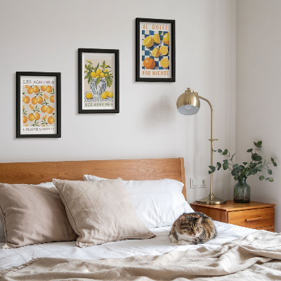 Bilderwand Retro-Zitrusfrüchte mit gelben Akzenten