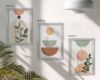Bilderwand Abstrakte Formen mit farbenfrohen Pflanzenmotiven