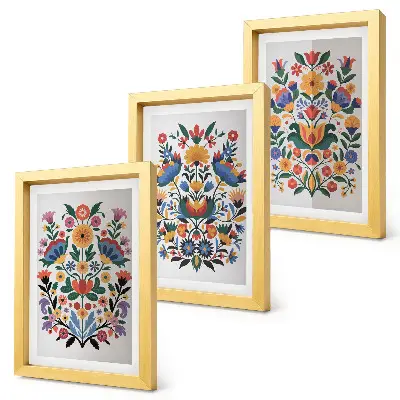 Fotowand mit buntem Blumenmuster auf weißem Hintergrund