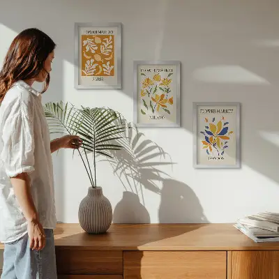 Blumenposter Paris Mailand London bilderset mit rahmen