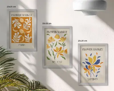 Blumenposter Paris Mailand London bilderset mit rahmen
