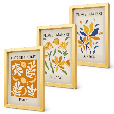 Bilderset mit rahmen Blumenposter Paris Mailand London