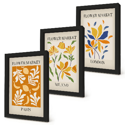 Bilderset mit rahmen Blumenposter Paris Mailand London