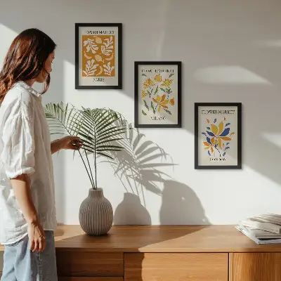 Blumenposter Paris Mailand London bilderset mit rahmen