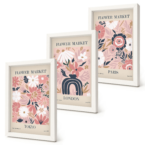 Bilderwand Blumenmotive in Tokio, London und Paris