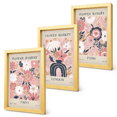 Bilderwand Blumenmotive in Tokio, London und Paris
