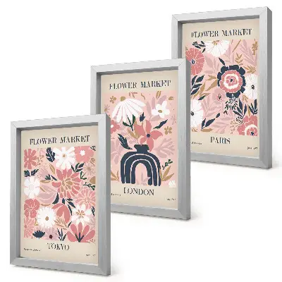 Bilderwand mit Blumenmotiven aus Tokio, London und Paris