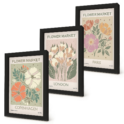 Bilderset mit rahmen Blumenposter Kopenhagen London Paris