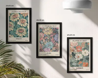 Fotowand mit Blumenmotiven aus Tokio, Paris und London
