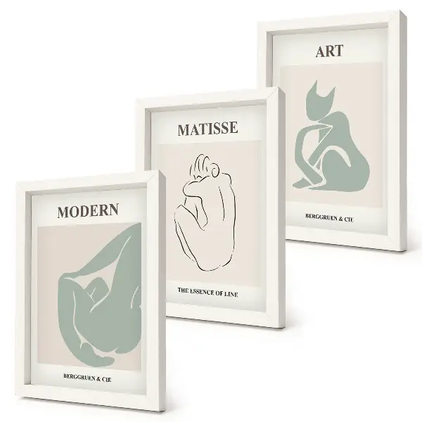 Abstrakte Figuren in Pastelltönen von Henri Matisse Bilderset mit Rahmen