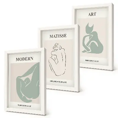 Abstrakte Figuren in Pastelltönen von Henri Matisse Bilderset mit Rahmen