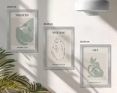 Abstrakte Figuren in Pastelltönen von Henri Matisse Bilderset mit Rahmen