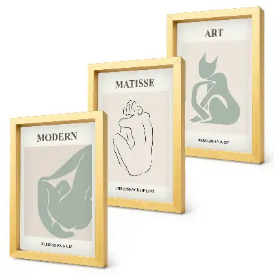 Abstrakte Figuren in Pastelltönen von Henri Matisse Bilderset mit Rahmen
