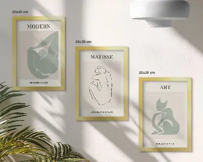 Abstrakte Figuren in Pastelltönen von Henri Matisse Bilderset mit Rahmen