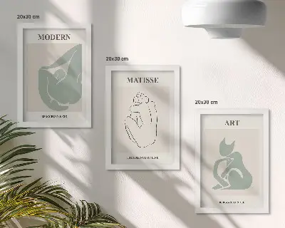 Abstrakte Figuren in Pastelltönen von Henri Matisse Bilderset mit Rahmen