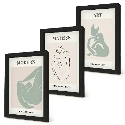 Abstrakte Figuren in Pastelltönen von Henri Matisse Bilderset mit Rahmen